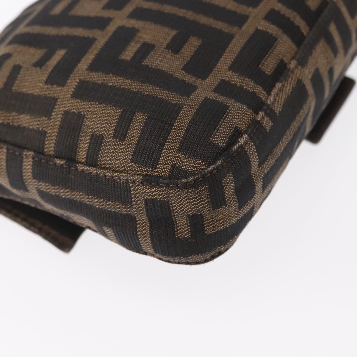 FENDI Zucca Canvas Mamma Baguette Shoulder Bag Black Brown Auth 156652M