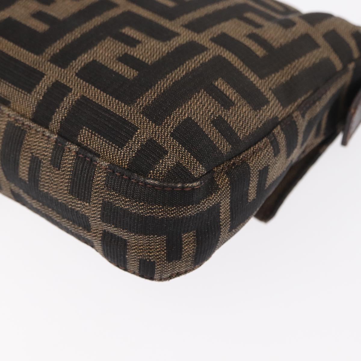 FENDI Zucca Canvas Mamma Baguette Shoulder Bag Black Brown Auth 156652M