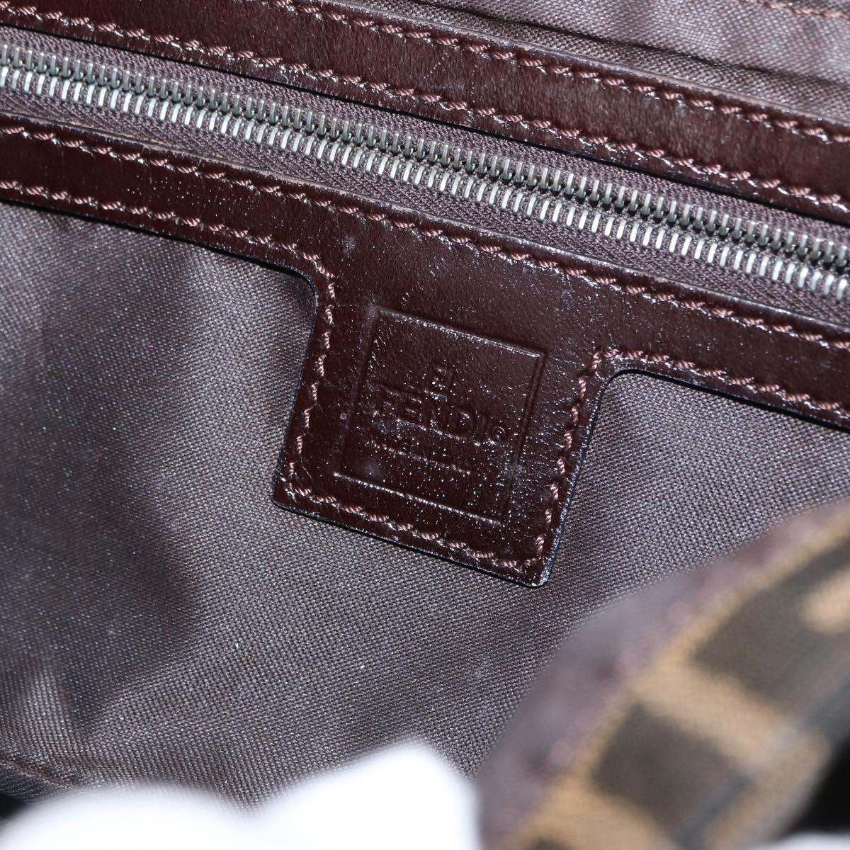 FENDI Zucca Canvas Mamma Baguette Shoulder Bag Black Brown Auth 156652M