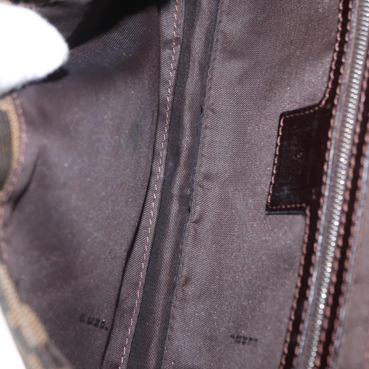 FENDI Zucca Canvas Mamma Baguette Shoulder Bag Black Brown Auth 156652M