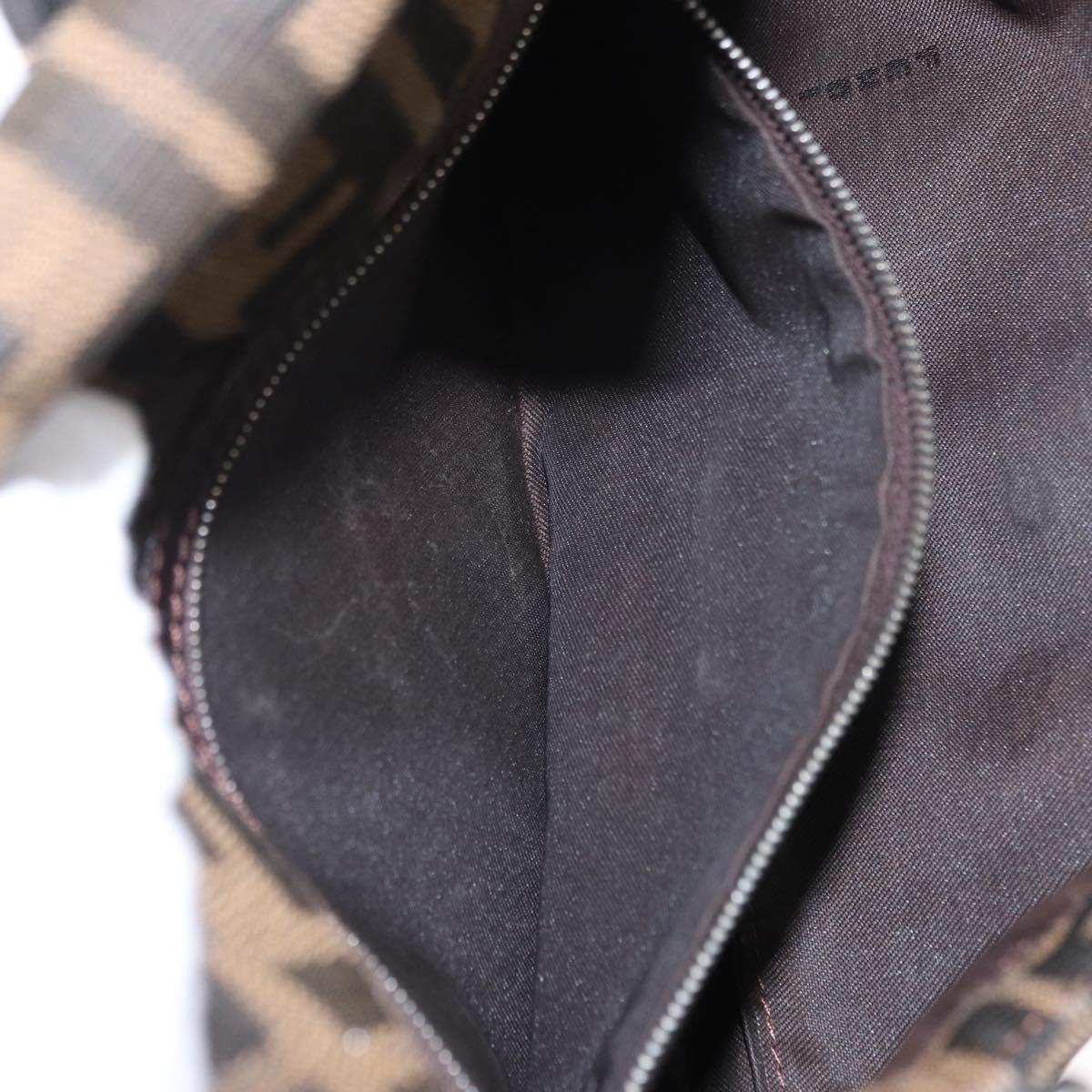 FENDI Zucca Canvas Mamma Baguette Shoulder Bag Black Brown Auth 156652M