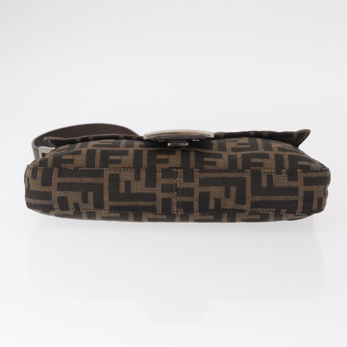 FENDI Zucca Canvas Mamma Baguette Shoulder Bag Black Brown Auth 156652M