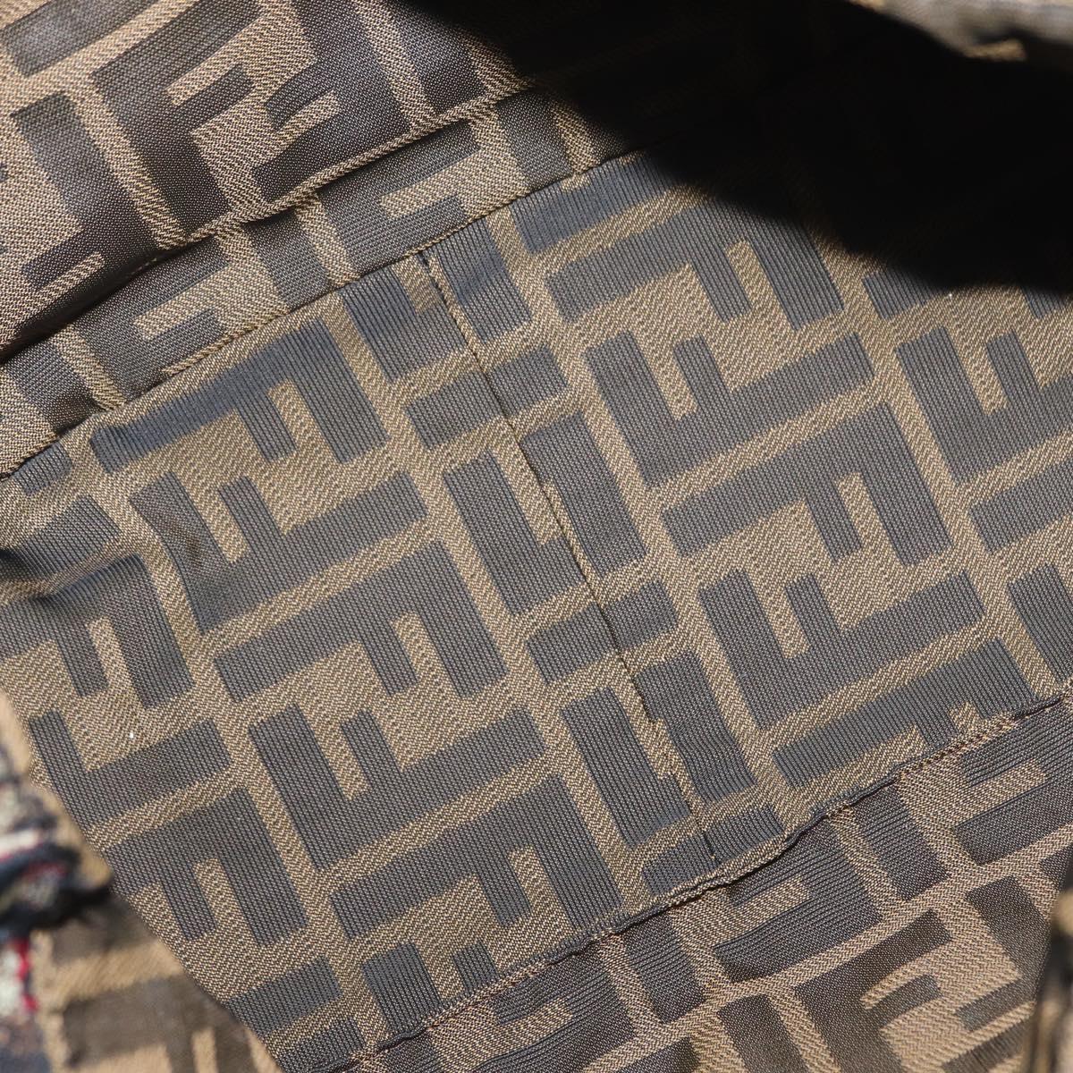 FENDI Zucca Canvas Mamma Baguette Shoulder Bag Brown Auth 156653SAM