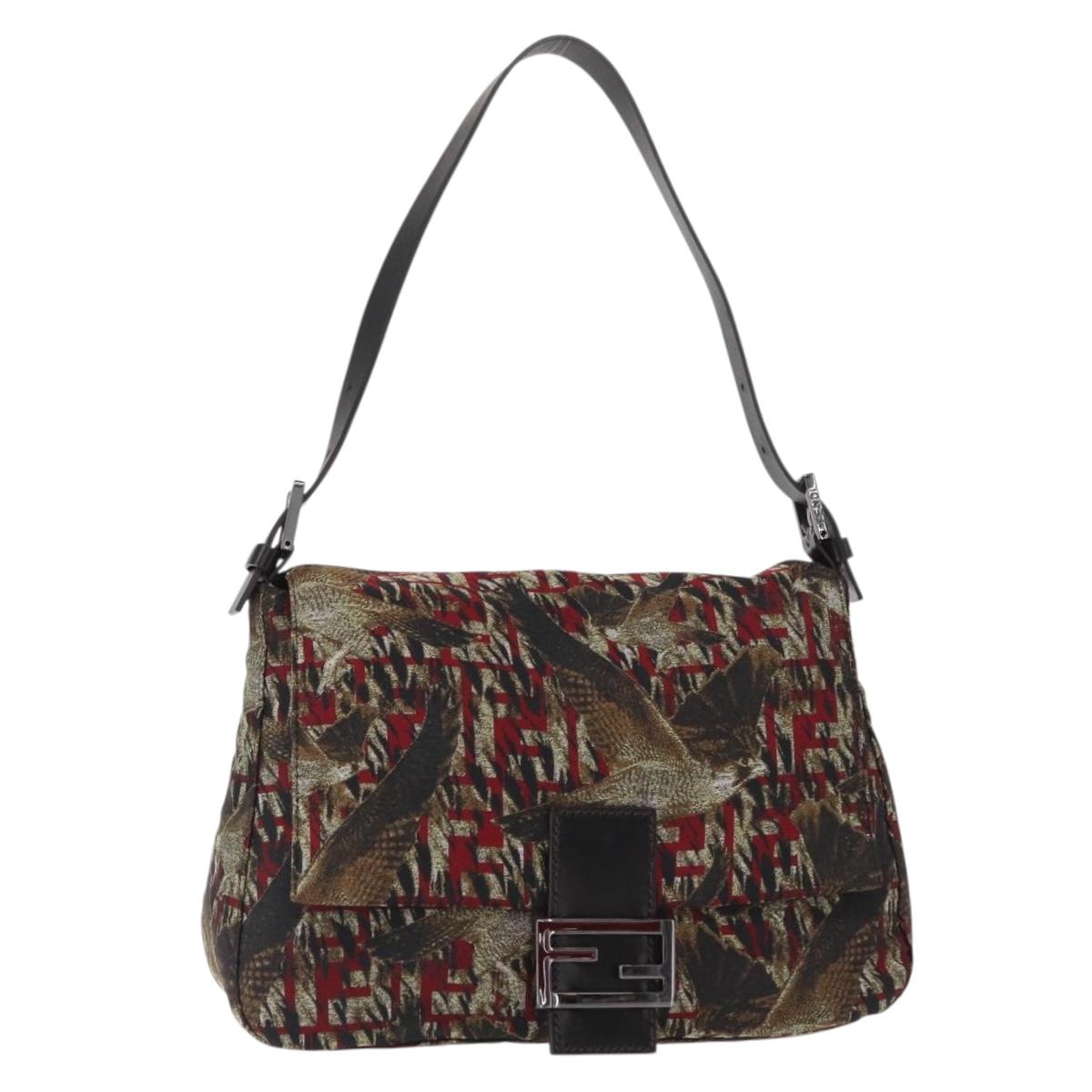 FENDI Zucca Canvas Mamma Baguette Shoulder Bag Brown Auth 156653SAM