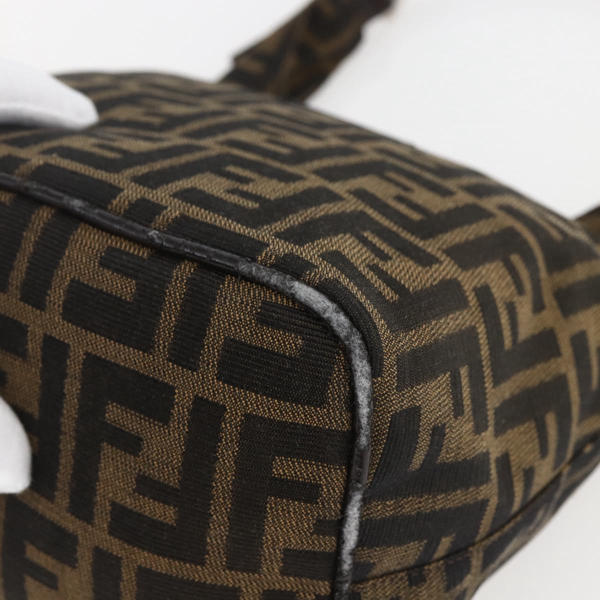 FENDI Zucca Canvas Mamma Baguette Shoulder Bag Black Brown Auth 156656V