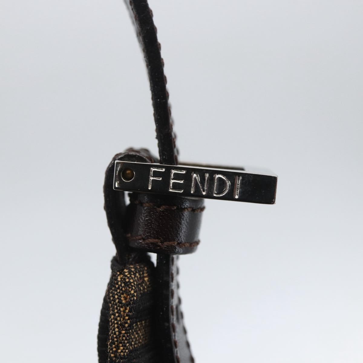FENDI Zucca Canvas Mamma Baguette Shoulder Bag Black Brown Auth 156656V
