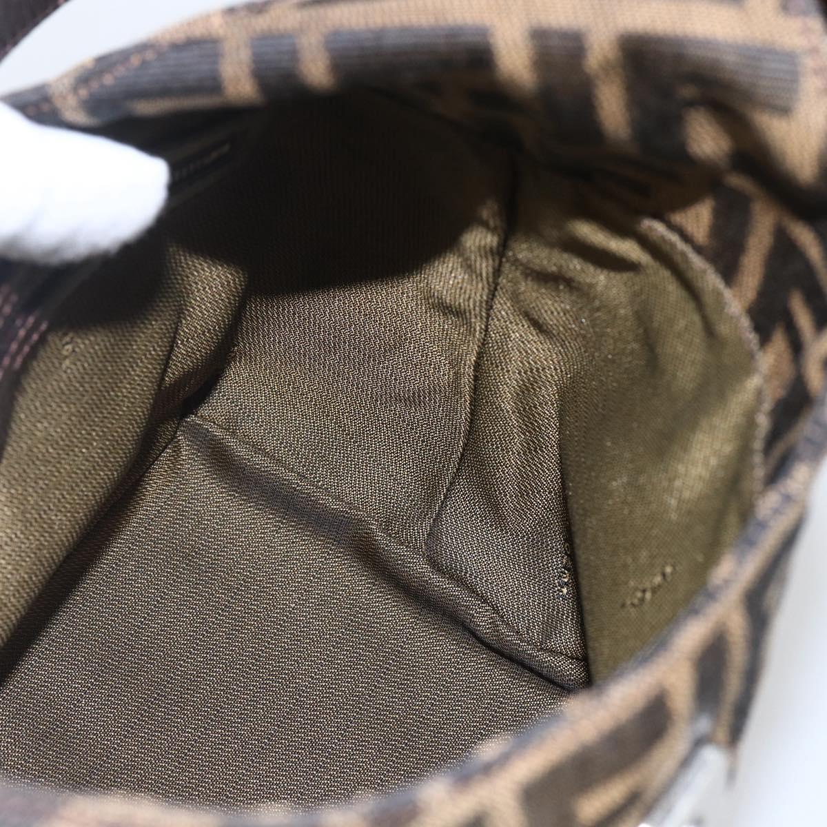 FENDI Zucca Canvas Mamma Baguette Shoulder Bag Black Brown Auth 156656V