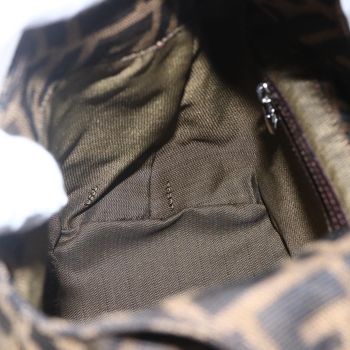 FENDI Zucca Canvas Mamma Baguette Shoulder Bag Black Brown Auth 156656V