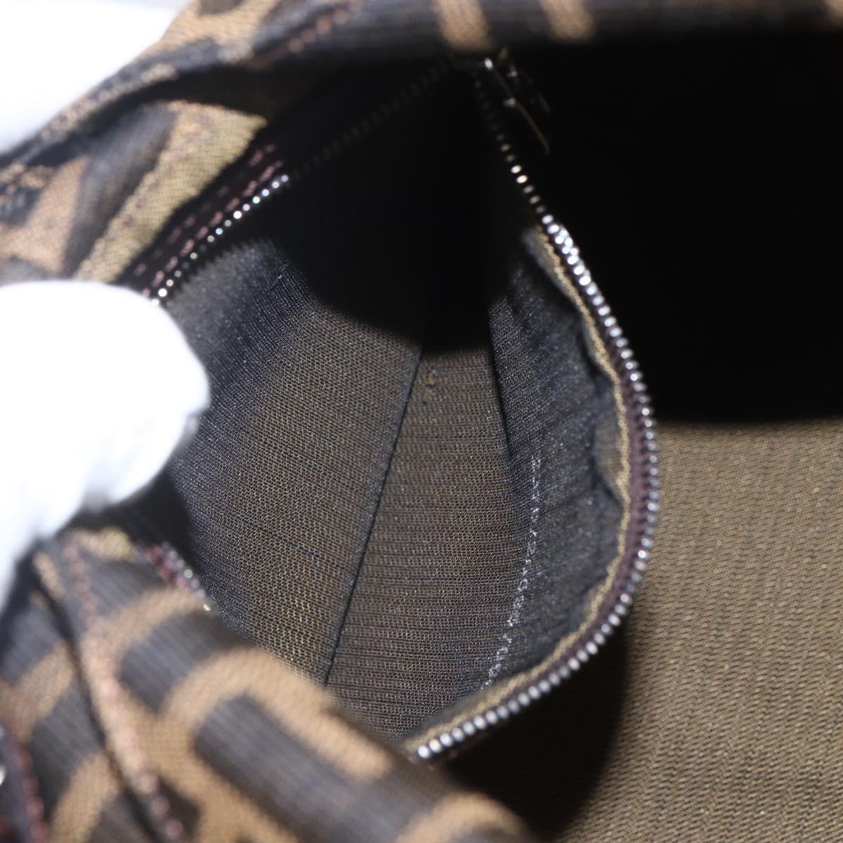 FENDI Zucca Canvas Mamma Baguette Shoulder Bag Black Brown Auth 156656V