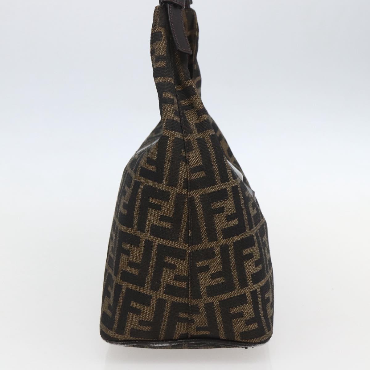 FENDI Zucca Canvas Mamma Baguette Shoulder Bag Black Brown Auth 156656V