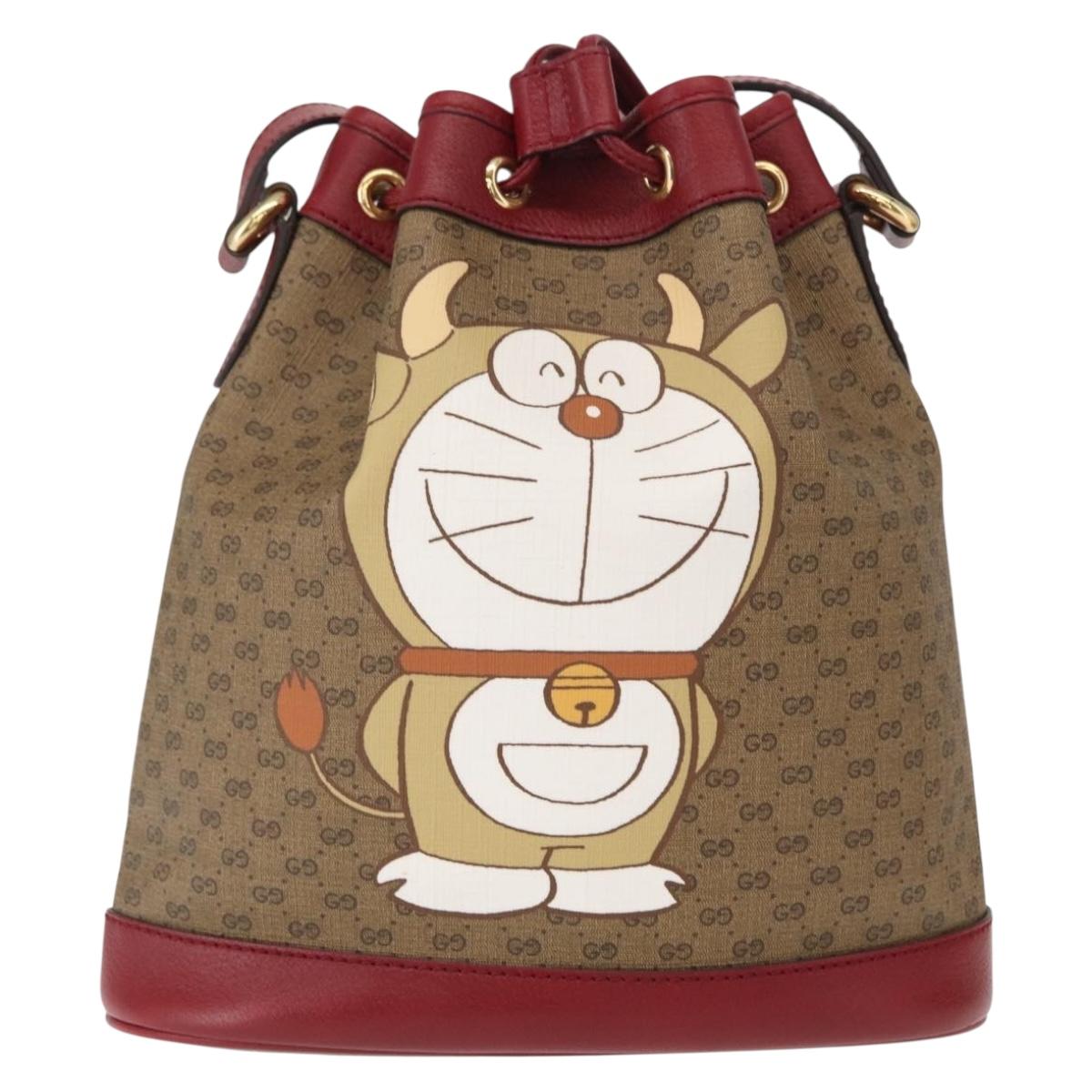GUCCI Micro GG Supreme Doraemon Collaboration Bag PVC 625216 Auth 156657SAM