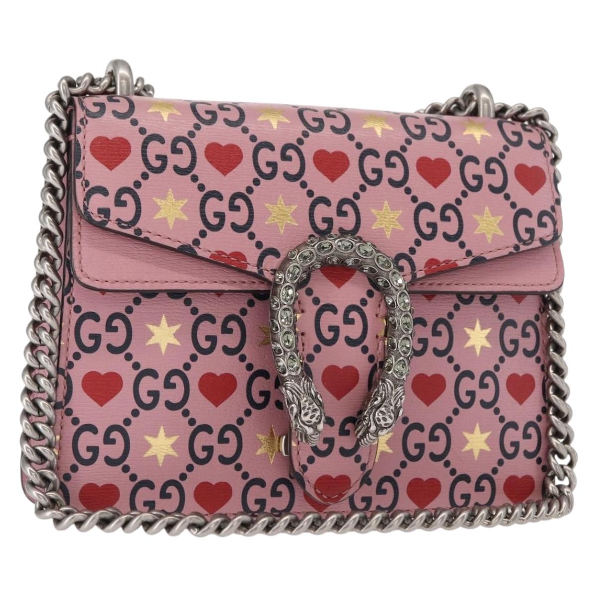 GUCCI Dionysus Chain Shoulder Bag Leather Pink 421970 Auth 156659SAM