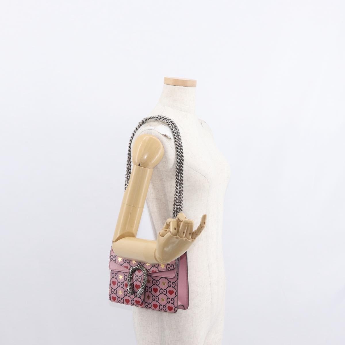 GUCCI Dionysus Chain Shoulder Bag Leather Pink 421970 Auth 156659SAM