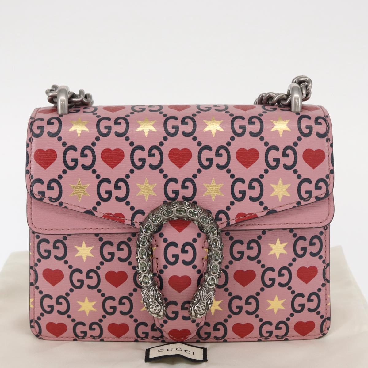 GUCCI Dionysus Chain Shoulder Bag Leather Pink 421970 Auth 156659SAM