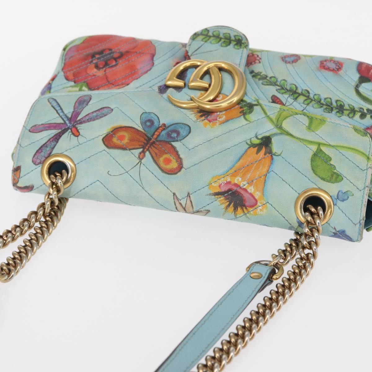 GUCCI Unskilled Worker Collaboration GG Marmont Bag Blue 443497 Auth 156660V