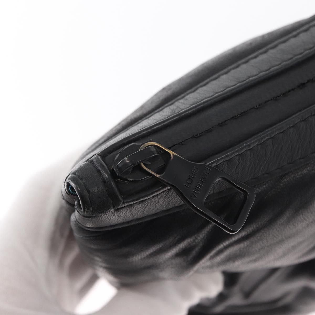 LOUIS VUITTON Monogram Emboss Pochette A4 Clutch Bag Black M68775 Auth 156663M