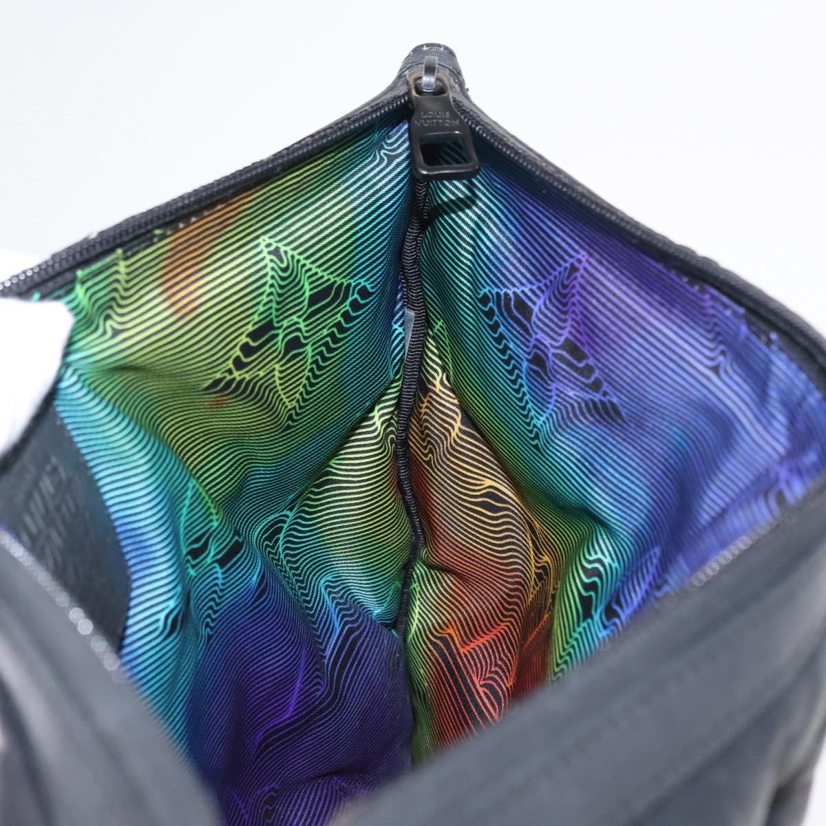 LOUIS VUITTON Monogram Emboss Pochette A4 Clutch Bag Black M68775 Auth 156663M