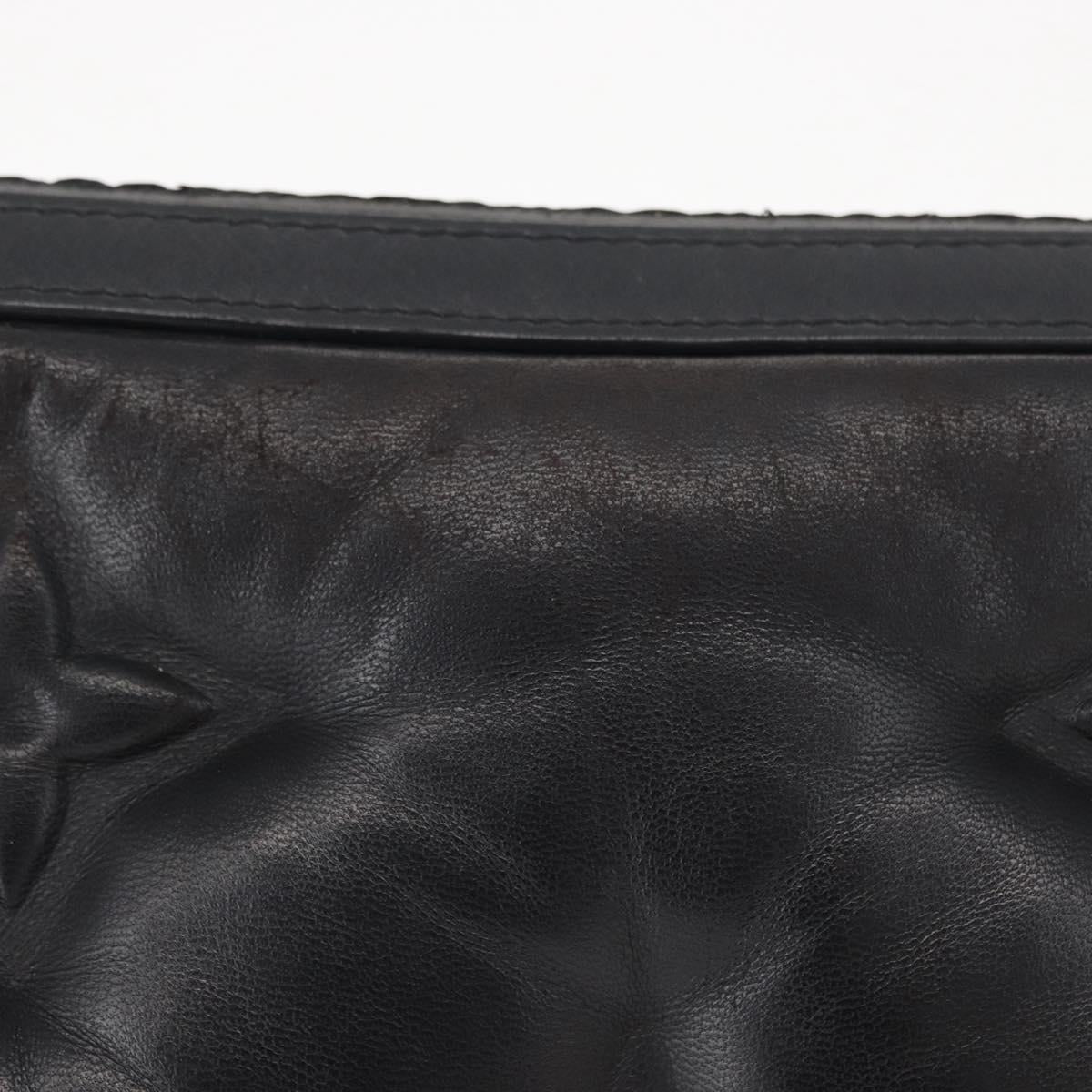 LOUIS VUITTON Monogram Emboss Pochette A4 Clutch Bag Black M68775 Auth 156663M