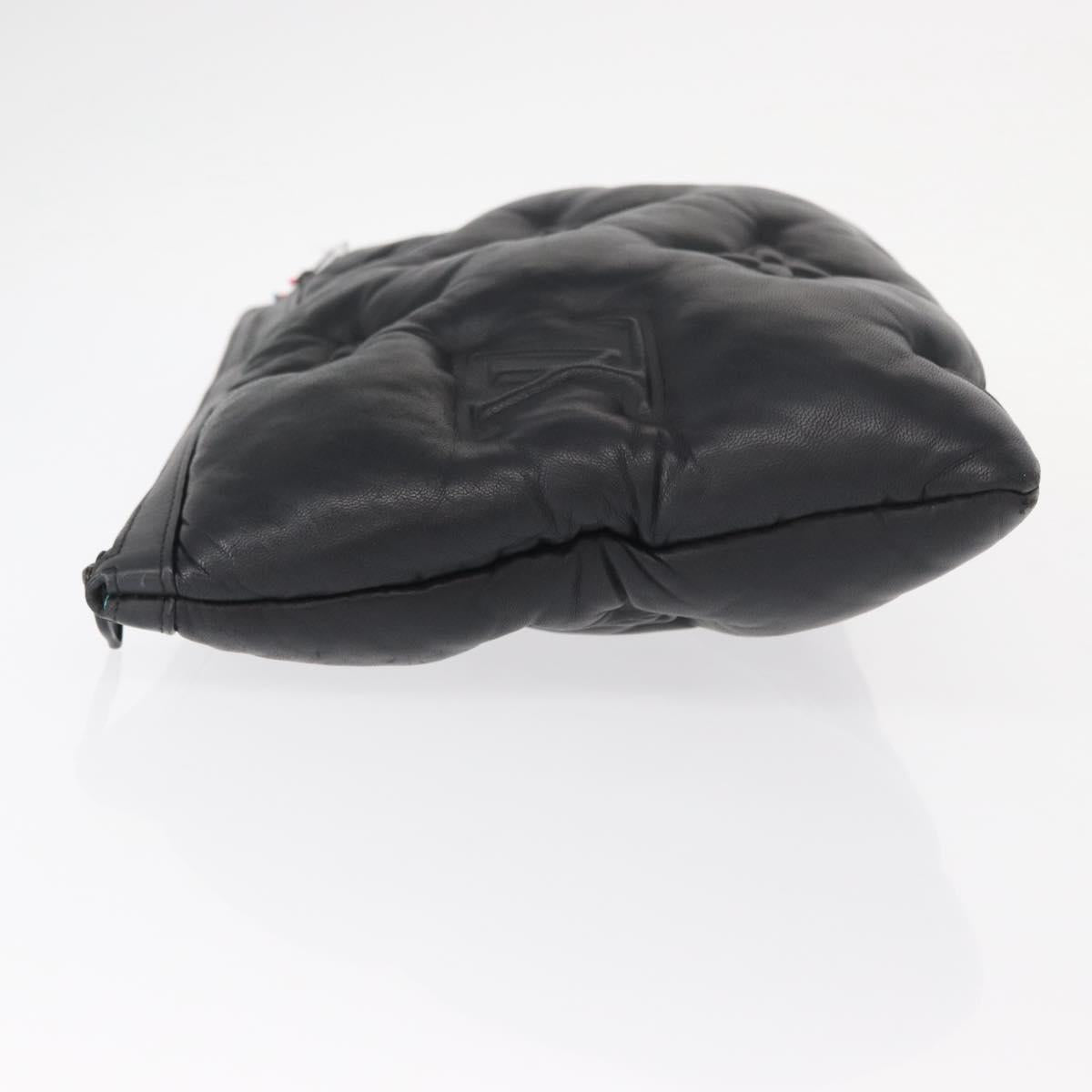 LOUIS VUITTON Monogram Emboss Pochette A4 Clutch Bag Black M68775 Auth 156663M