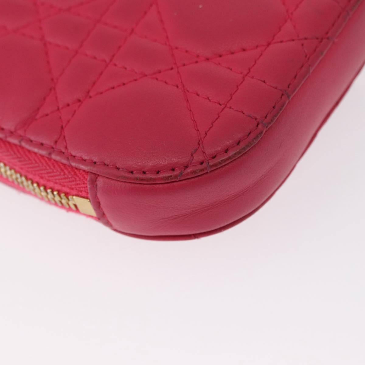 Christian Dior Cannage Phone Chain Shoulder Pouch 2way Pink Gold Auth 156668V