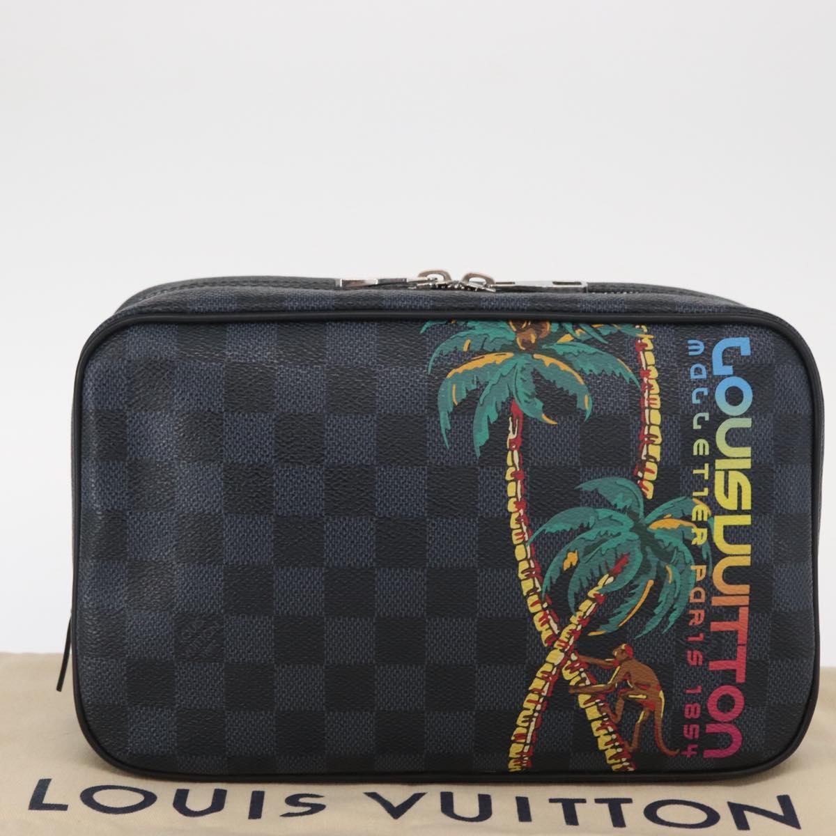 LOUIS VUITTON Damier Cobalt Trousse Toilette GM Clutch Bag LV Auth 156671V