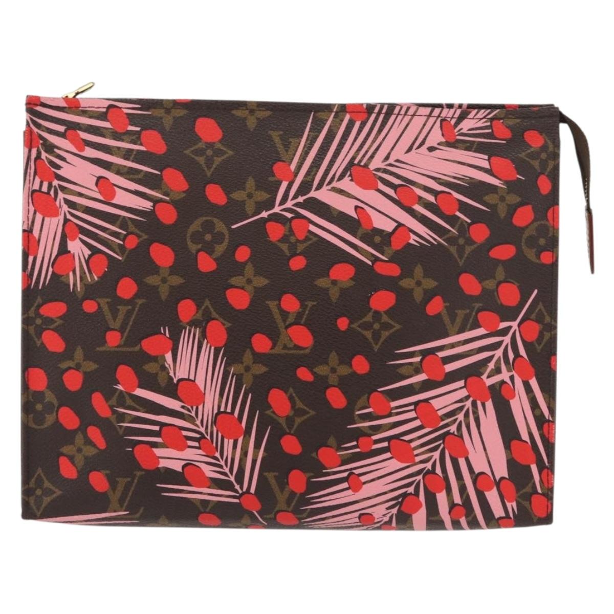 LOUIS VUITTON Monogram jungle Dot Poche Toilette 26 Pouch Red LV Auth 156673V
