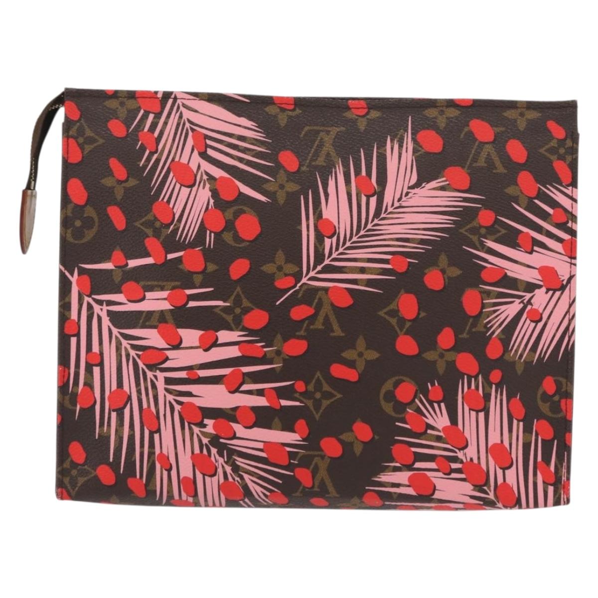 LOUIS VUITTON Monogram jungle Dot Poche Toilette 26 Pouch Red LV Auth 156673V