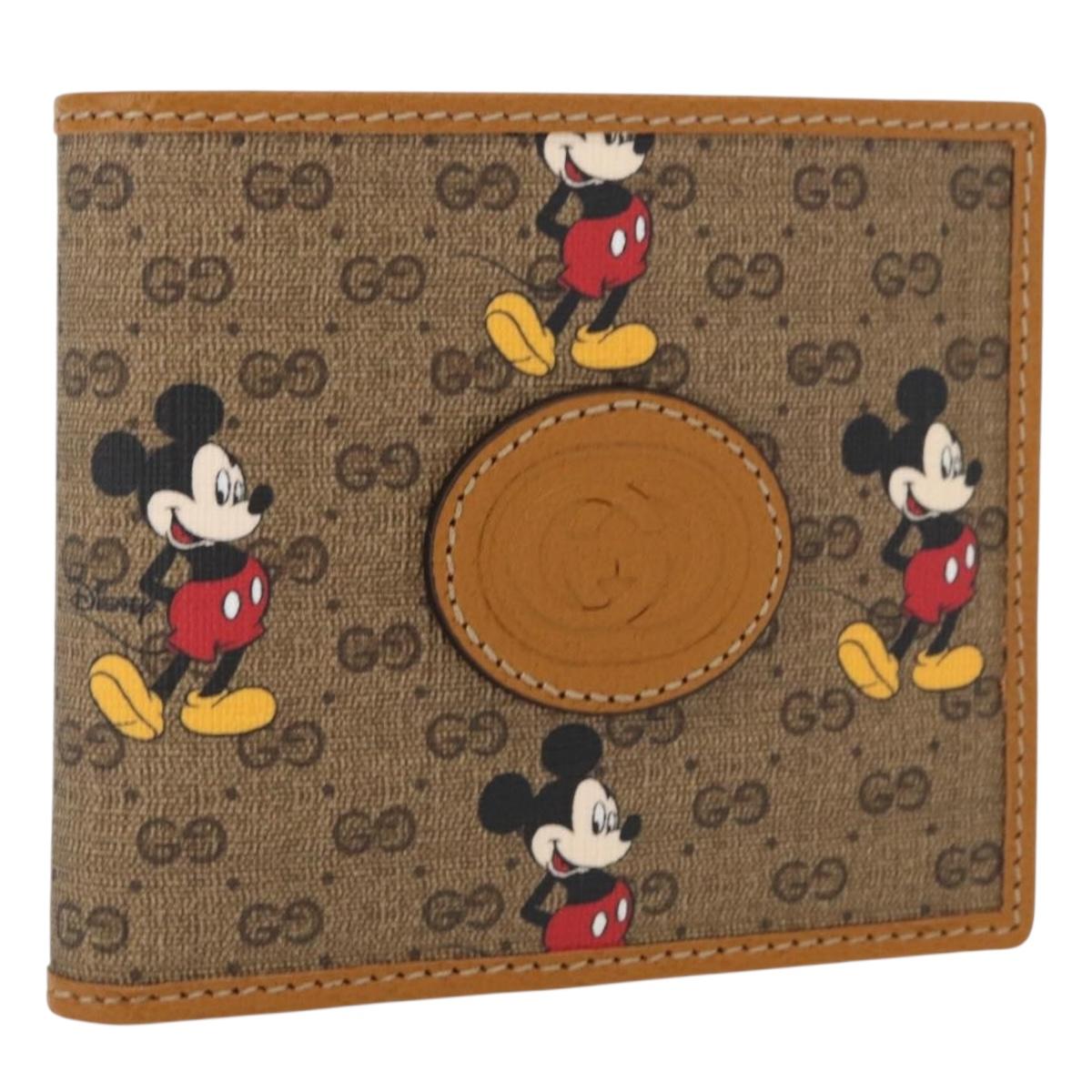 GUCCI Micro GG Supreme Disney Compact Wallet PVC Beige 602547 Auth 156682SM