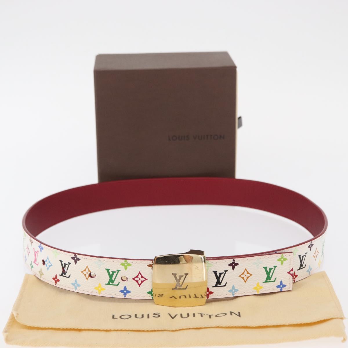 LOUIS VUITTON Multicolor Ceinture LV Cut Belt White M9682W LV Auth 156683V