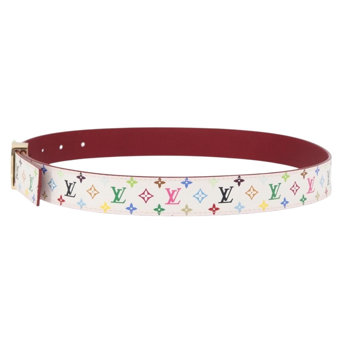 LOUIS VUITTON Multicolor Ceinture LV Cut Belt White M9682W LV Auth 156683V