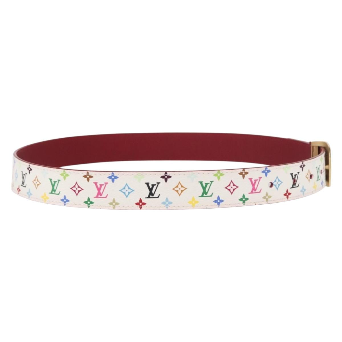 LOUIS VUITTON Multicolor Ceinture LV Cut Belt White M9682W LV Auth 156683V