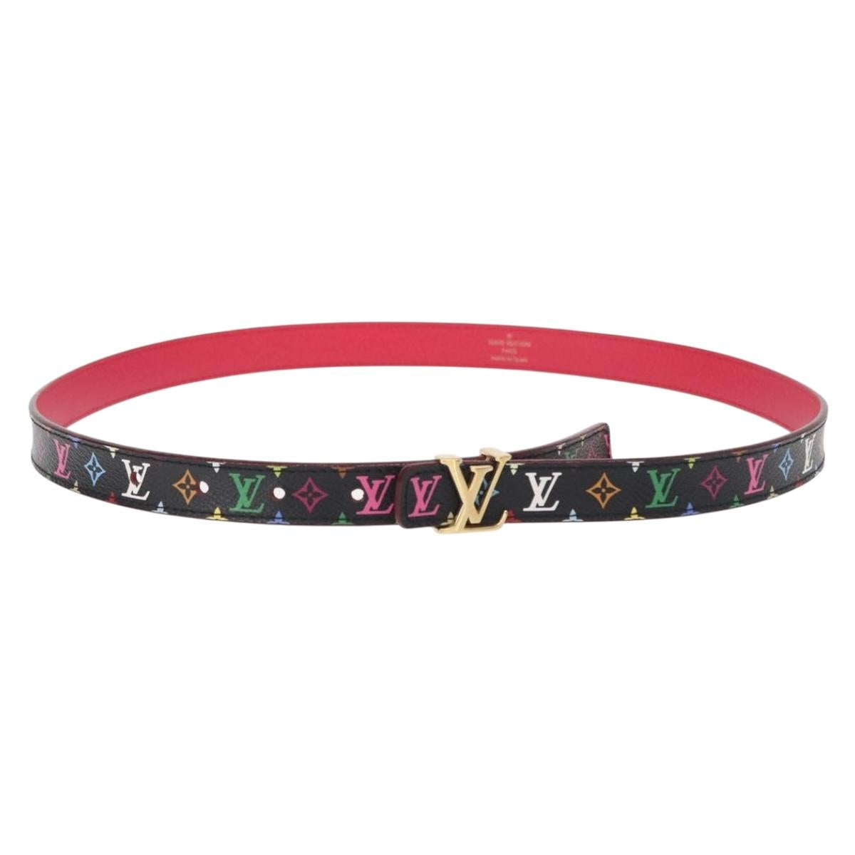 LOUIS VUITTON Multicolor Ceinture Initials Belt Black M9631 LV Auth 156684SAM