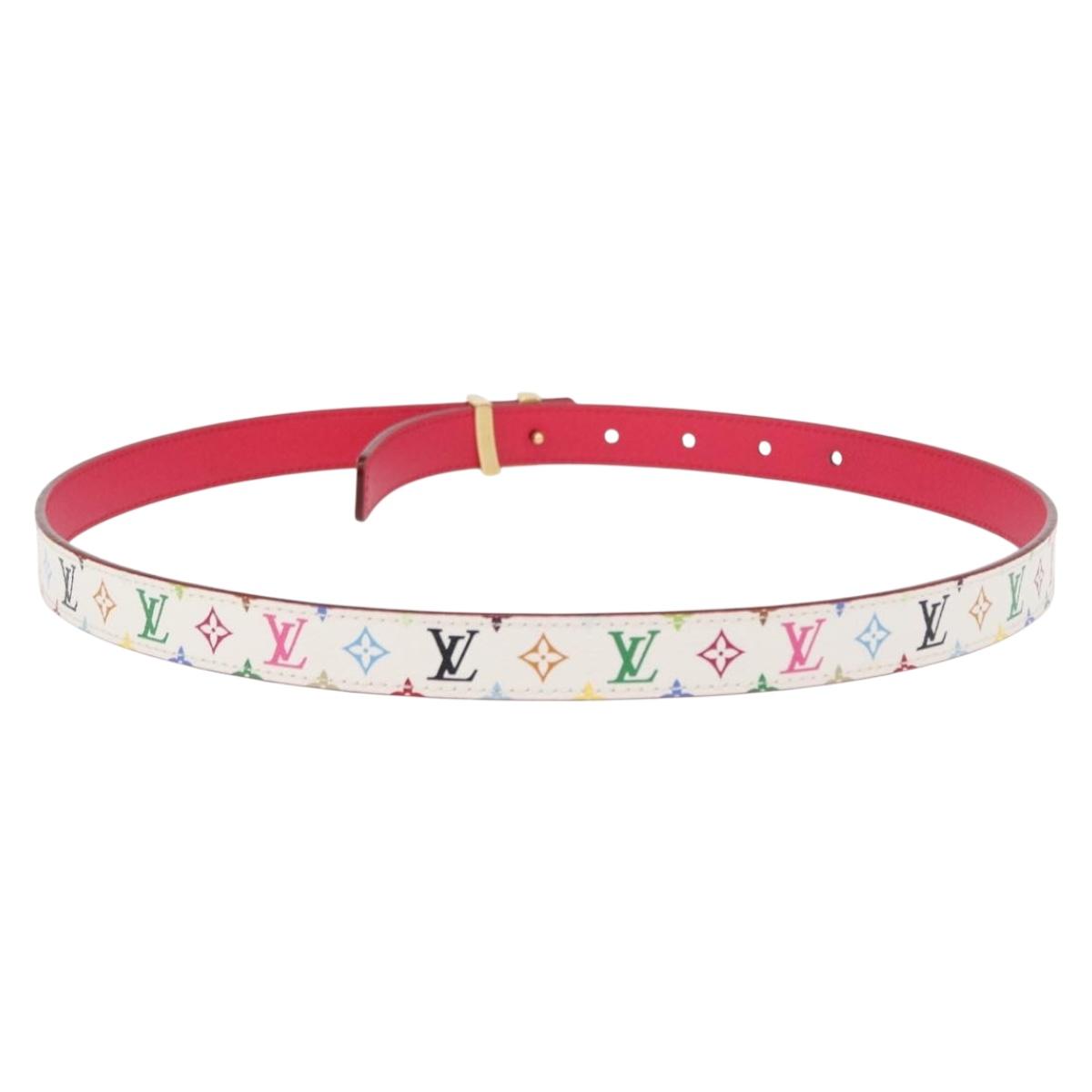 LOUIS VUITTON Multicolor Ceinture Initials Belt White M9630 LV Auth 156685SAM