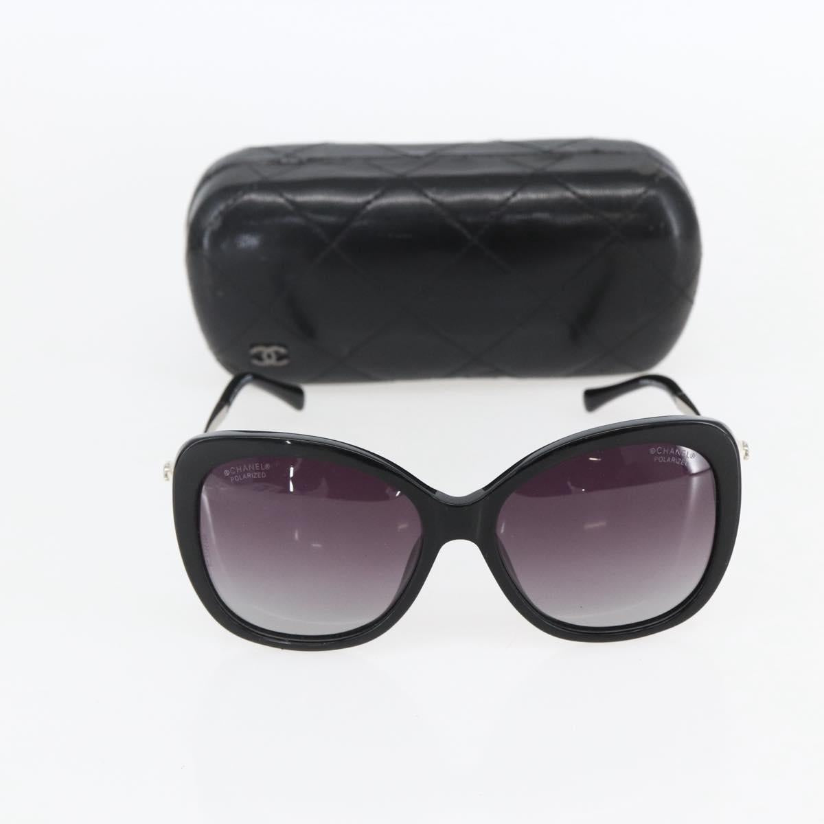 CHANEL Coco Pearl Sunglasses metal Black 5339-H CC Auth 156688A