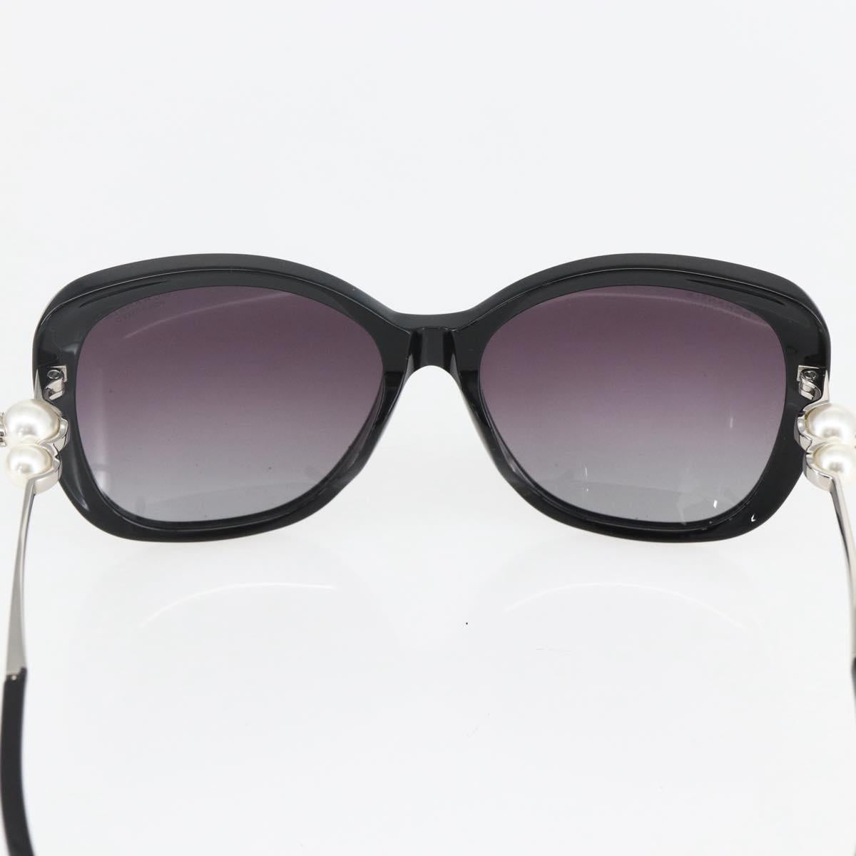 CHANEL Coco Pearl Sunglasses metal Black 5339-H CC Auth 156688A