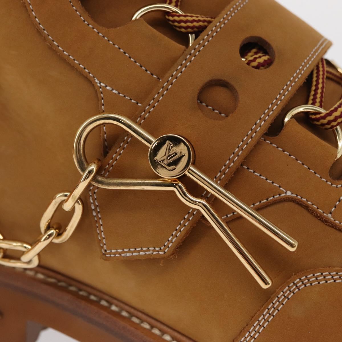 LOUIS VUITTON Monogram Creeper Line Ankle Boots Shoes 7 Beige LV Auth 156692M