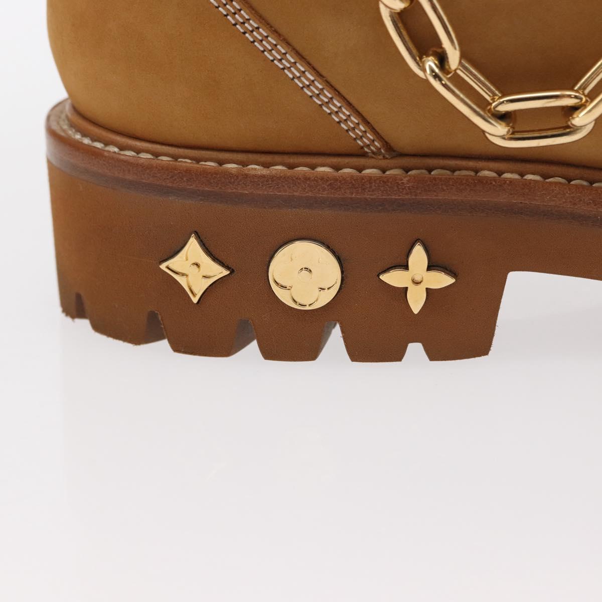 LOUIS VUITTON Monogram Creeper Line Ankle Boots Shoes 7 Beige LV Auth 156692M