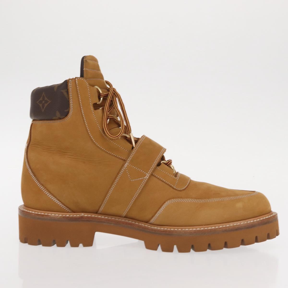 LOUIS VUITTON Monogram Creeper Line Ankle Boots Shoes 7 Beige LV Auth 156692M