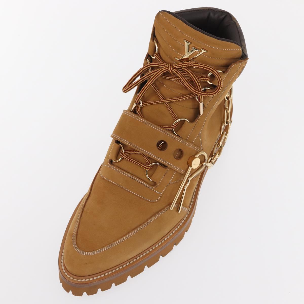 LOUIS VUITTON Monogram Creeper Line Ankle Boots Shoes 7 Beige LV Auth 156692M