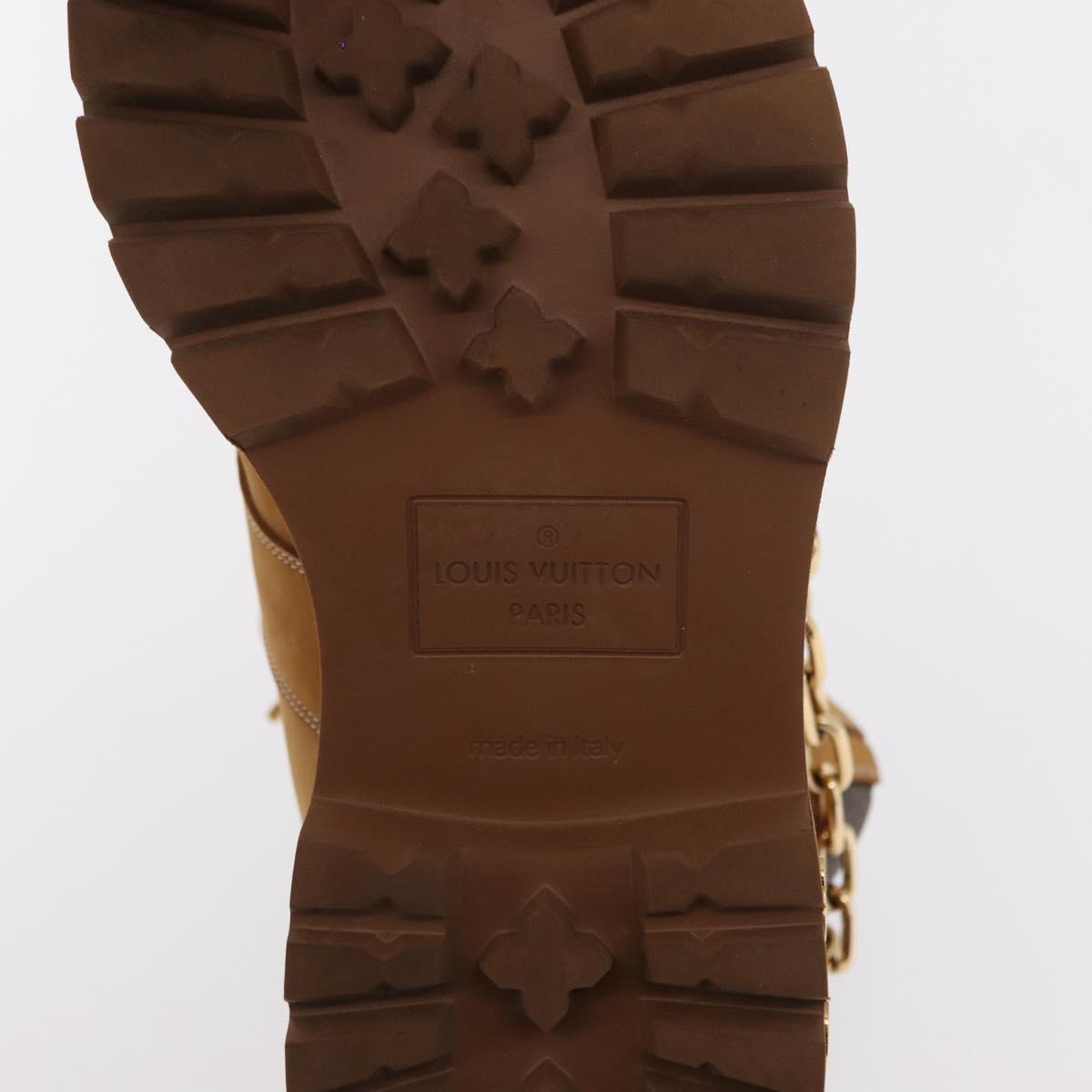LOUIS VUITTON Monogram Creeper Line Ankle Boots Shoes 7 Beige LV Auth 156692M