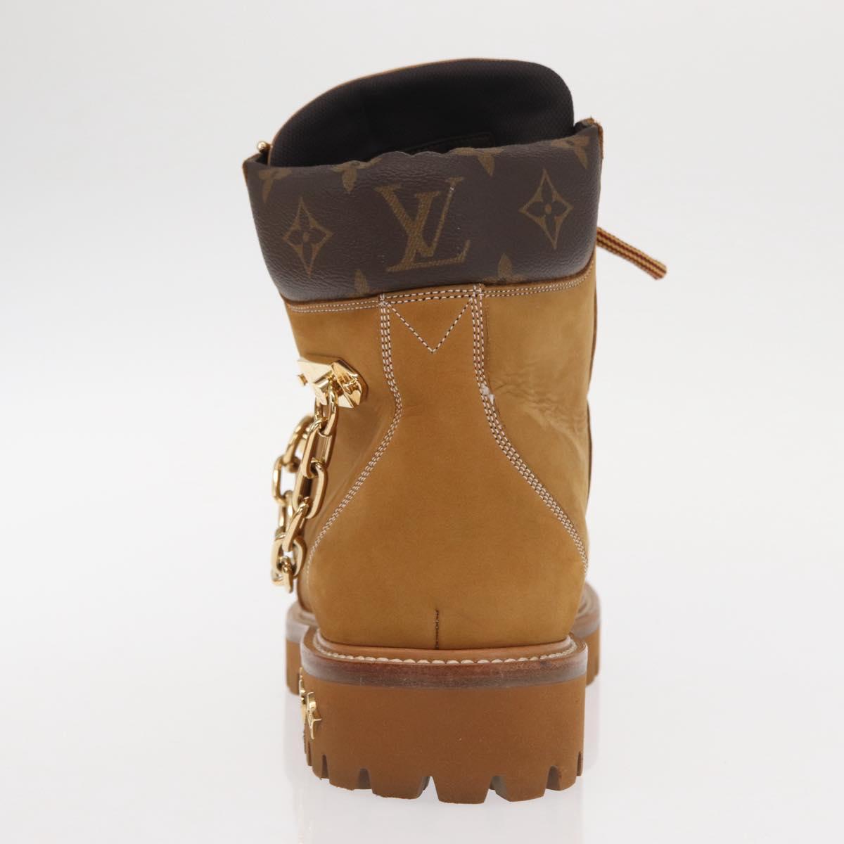 LOUIS VUITTON Monogram Creeper Line Ankle Boots Shoes 7 Beige LV Auth 156692M