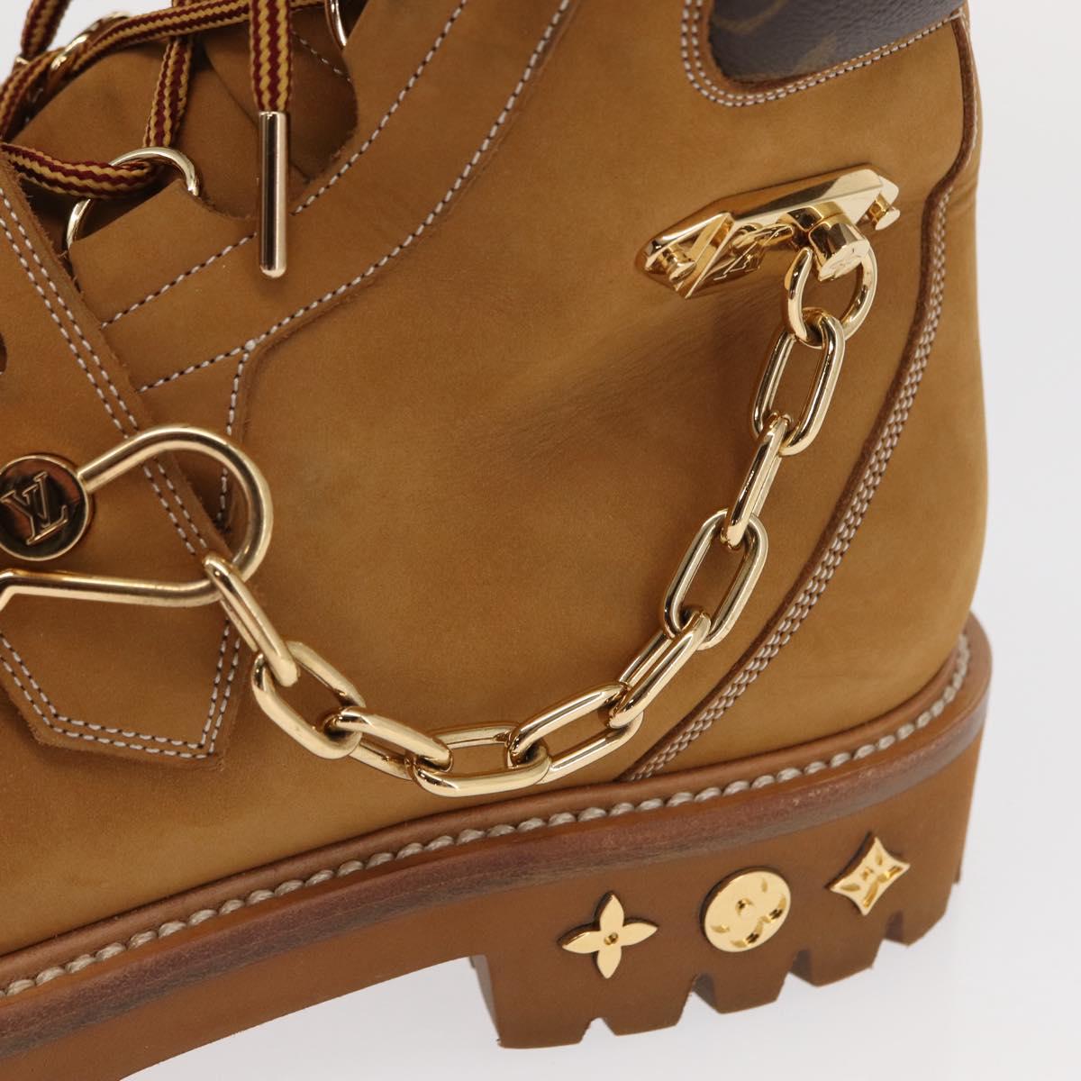 LOUIS VUITTON Monogram Creeper Line Ankle Boots Shoes 7 Beige LV Auth 156692M