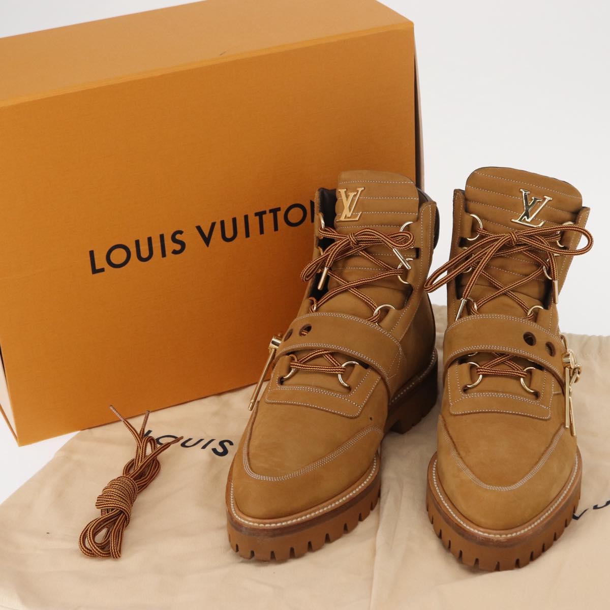 LOUIS VUITTON Monogram Creeper Line Ankle Boots Shoes 7 Beige LV Auth 156692M