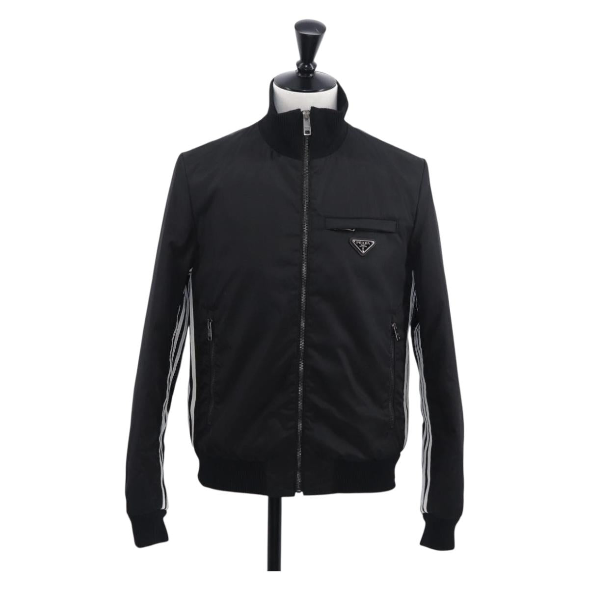 PRADA Adidas Collaboration Size 44 RE-NYLON Track jacket Black Auth 156694SM