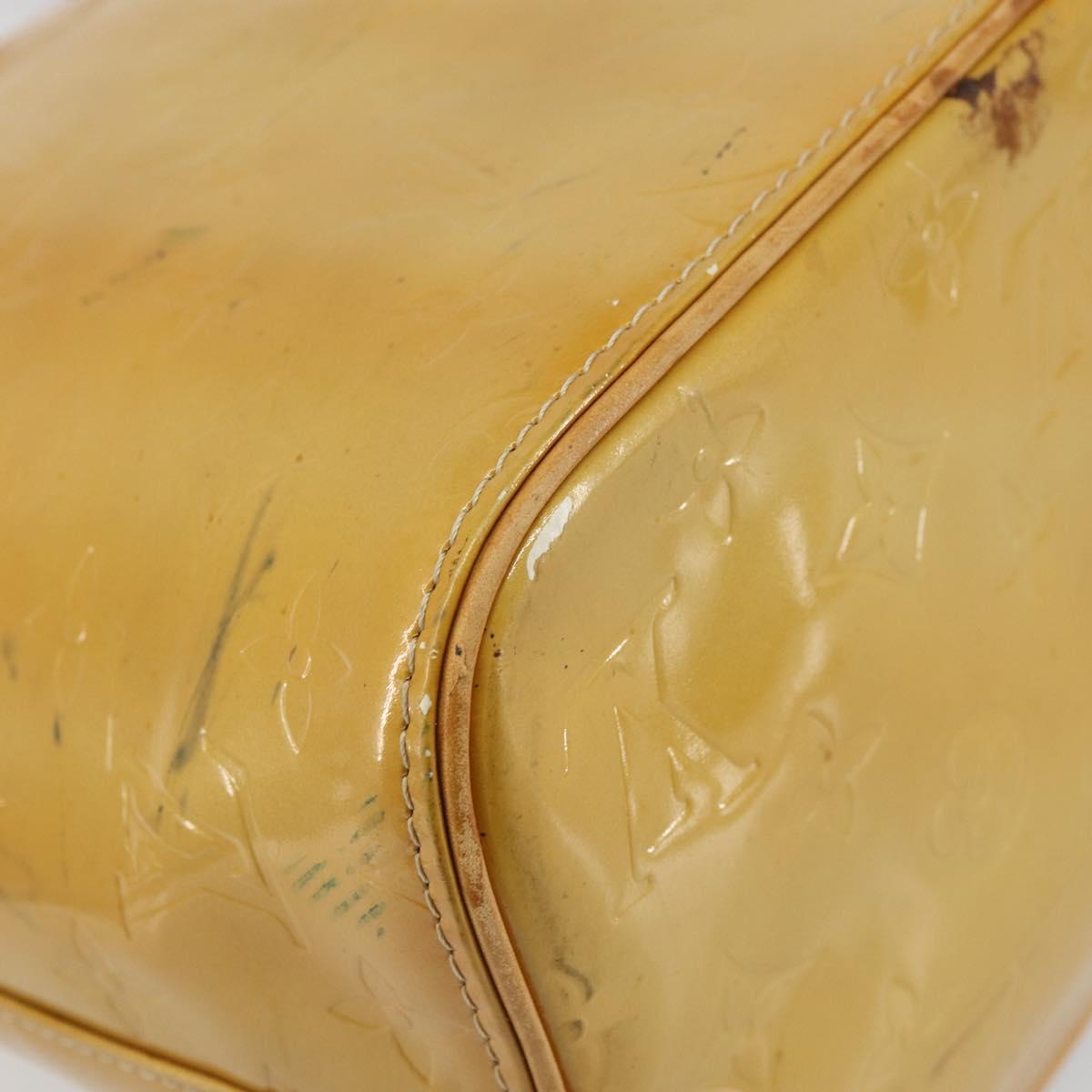 LOUIS VUITTON Monogram Vernis Houston Hand Bag Beige M91004 LV Auth 156696