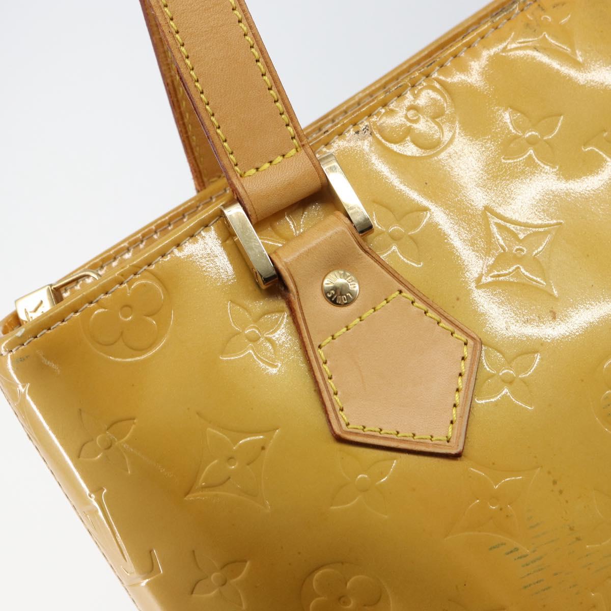 LOUIS VUITTON Monogram Vernis Houston Hand Bag Beige M91004 LV Auth 156696