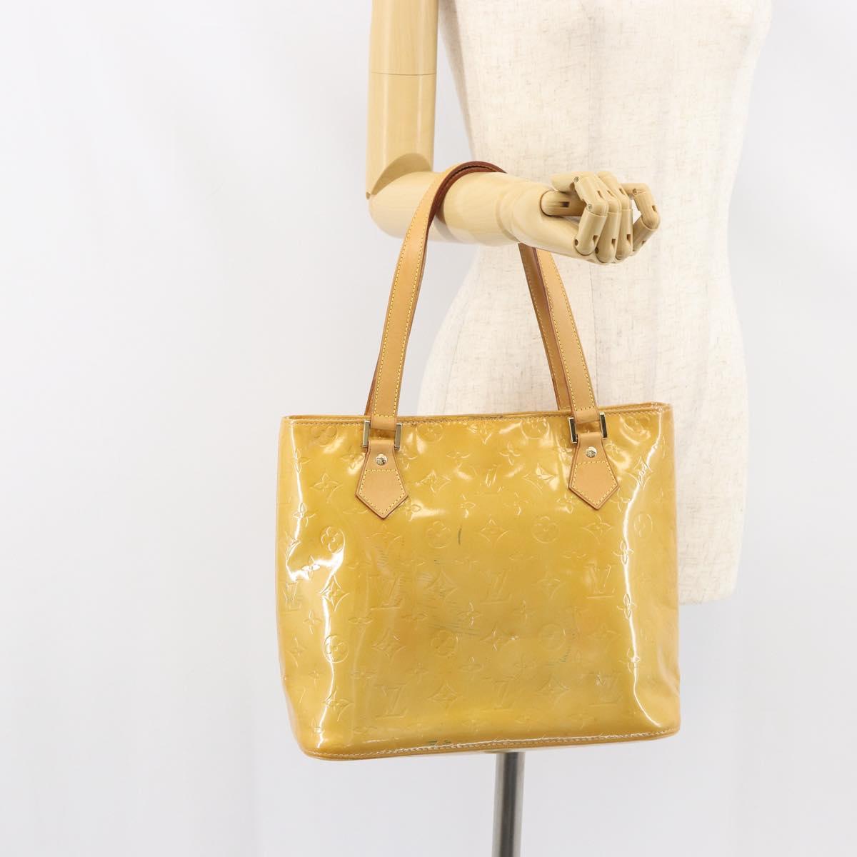 LOUIS VUITTON Monogram Vernis Houston Hand Bag Beige M91004 LV Auth 156696
