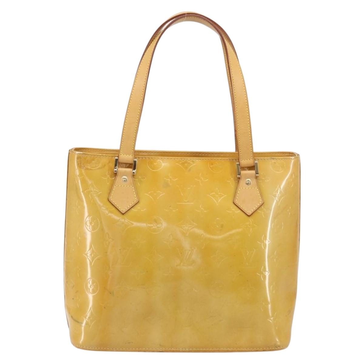 LOUIS VUITTON Monogram Vernis Houston Hand Bag Beige M91004 LV Auth 156696