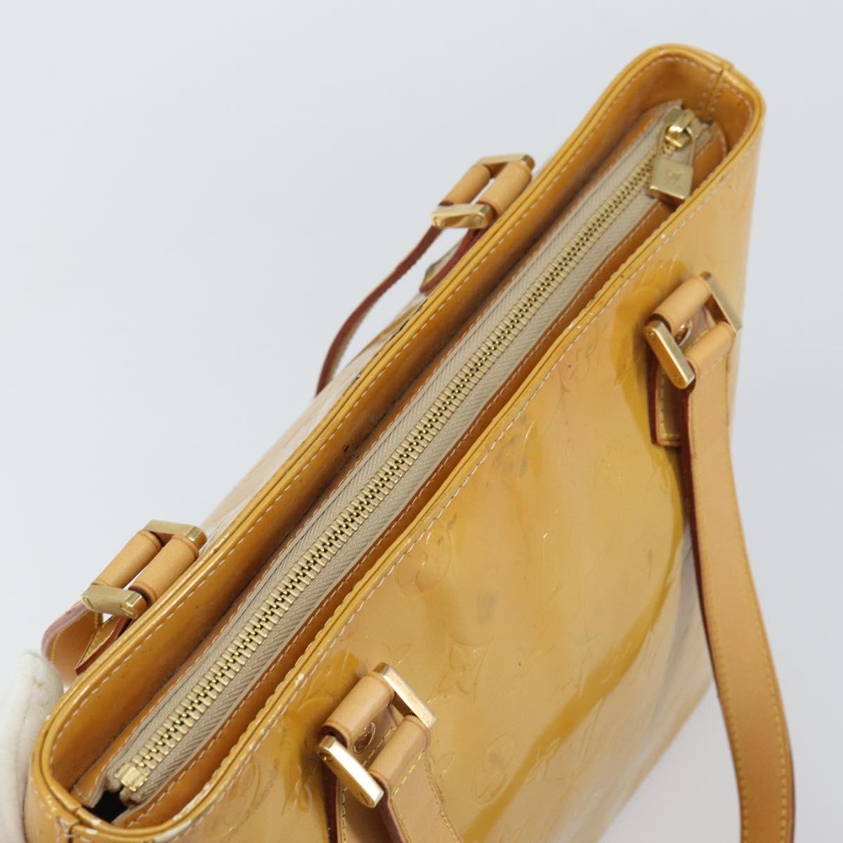 LOUIS VUITTON Monogram Vernis Houston Hand Bag Beige M91004 LV Auth 156696