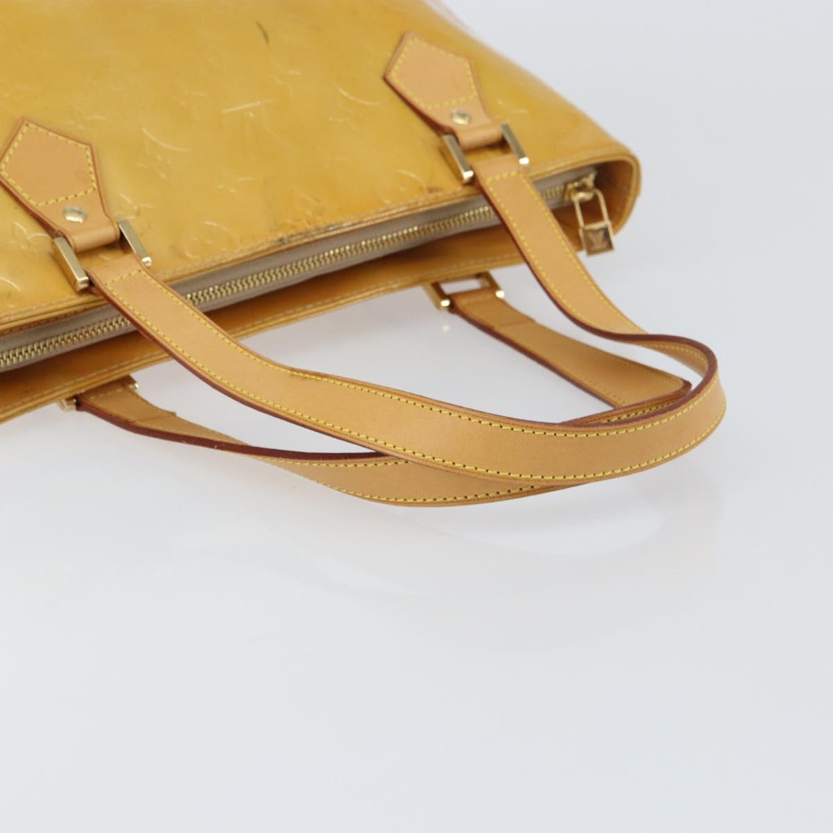 LOUIS VUITTON Monogram Vernis Houston Hand Bag Beige M91004 LV Auth 156696